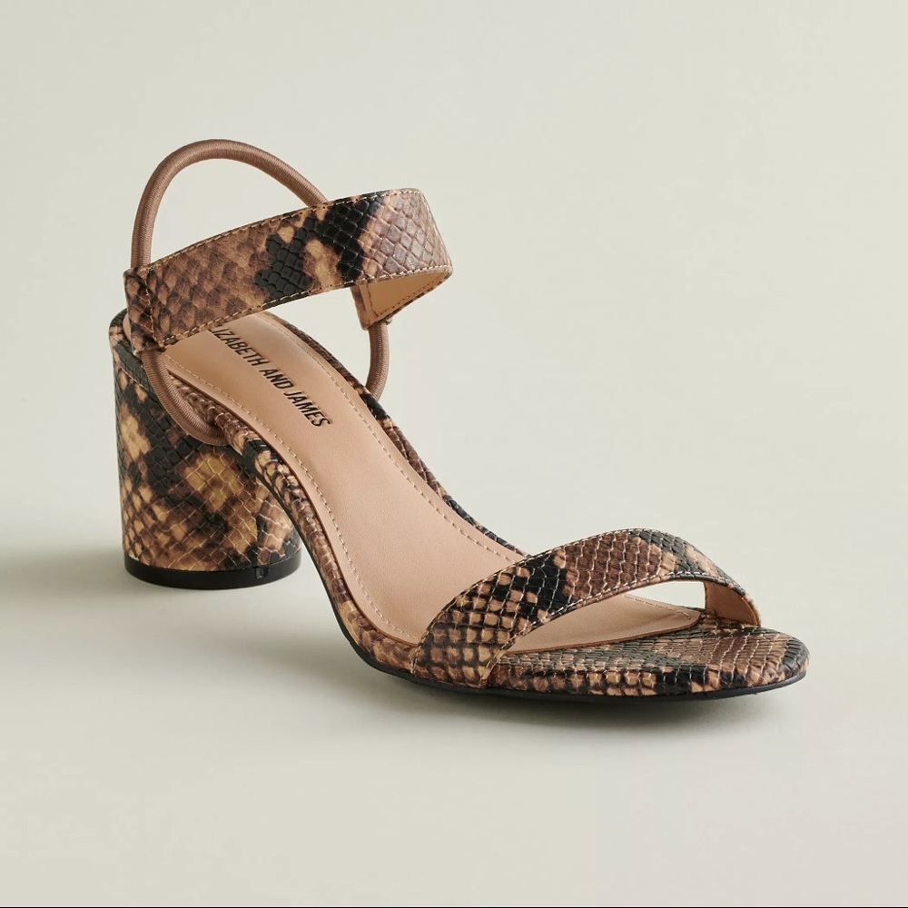 Elizabeth and James Snakeskin Print Calendula Heel Sandals